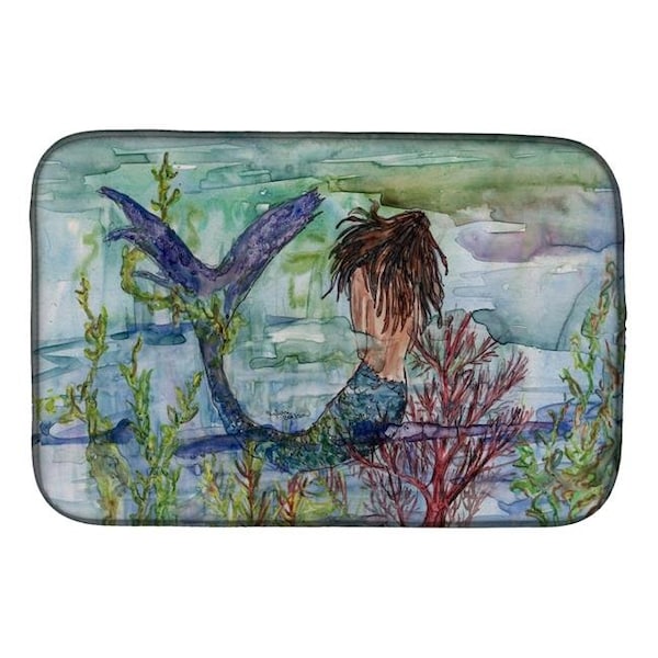 Carolines Treasures Carolines Treasures 8973DDM Brunette Mermaid Coral Fantasy Dish Drying Mat 8973DDM - main